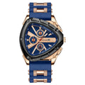 Men's Luxury Quartz Watch Triangular Dial Silicone Band Date Display Chronograph Business Casual Wristwatch 5 Colors