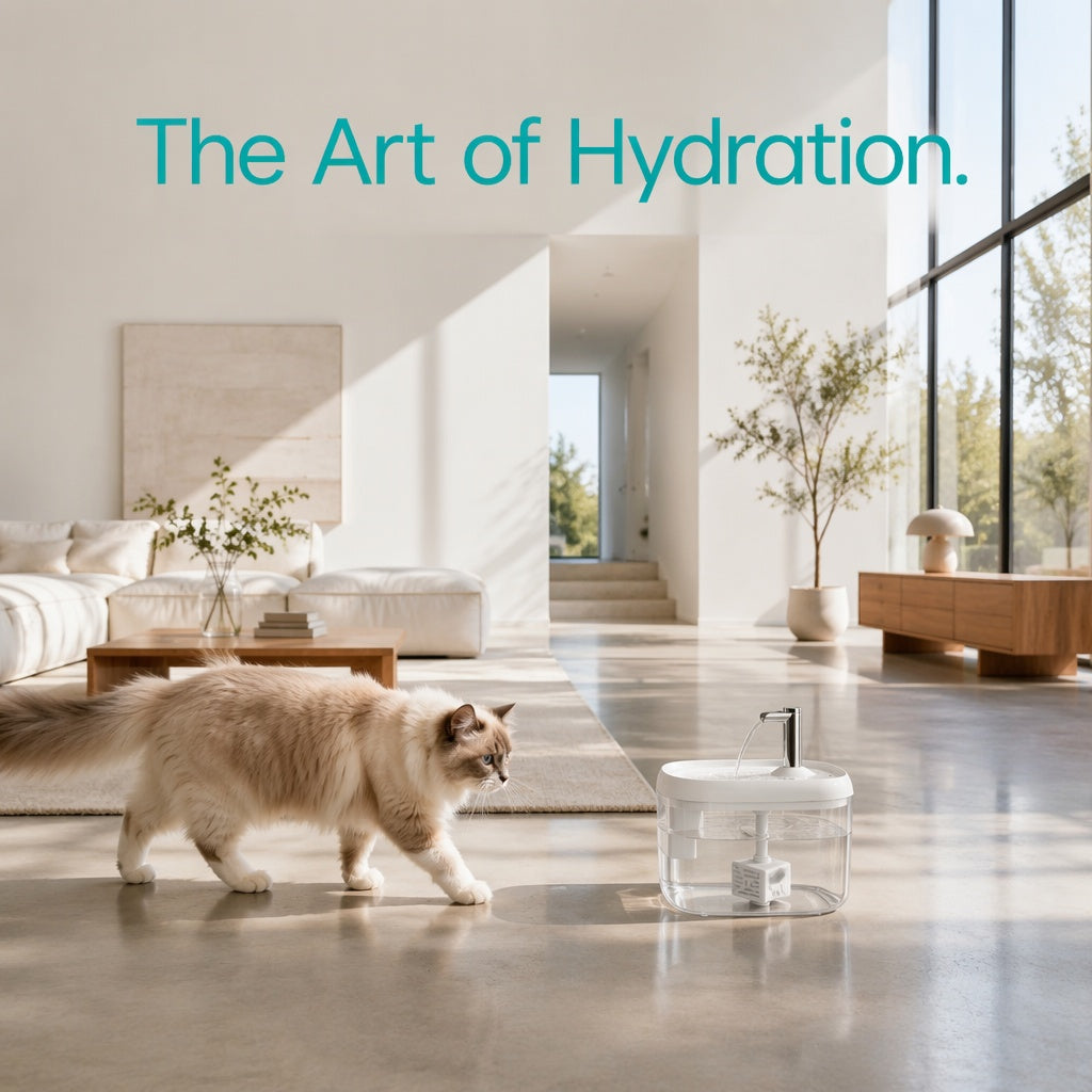 Faucet Fountain Pet Water Dispenser for Cats Dogs - Large Capacity Silent Automatic Circulation Cooling Water Fountain No Battery Required - Summer Pet Hydration Station Gray Yellow White