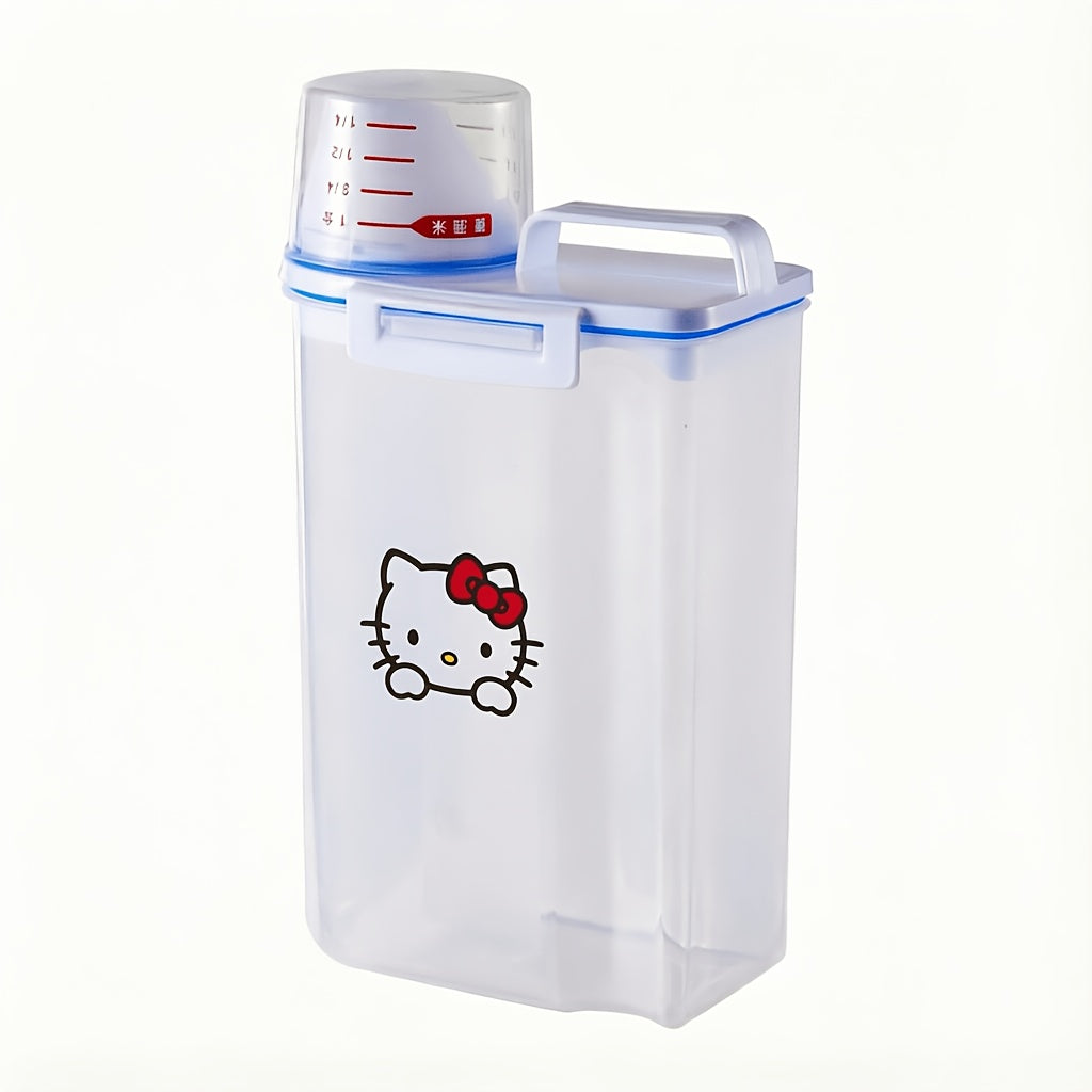 Hello Kitty Pet Food Storage Container with Airtight Seal - Large Capacity Dog Food & Cat Treat Canister, Sanrio Square Plastic Bucket for Grains & Dry Food, Cute Kitchen Pantry Organizer Gift