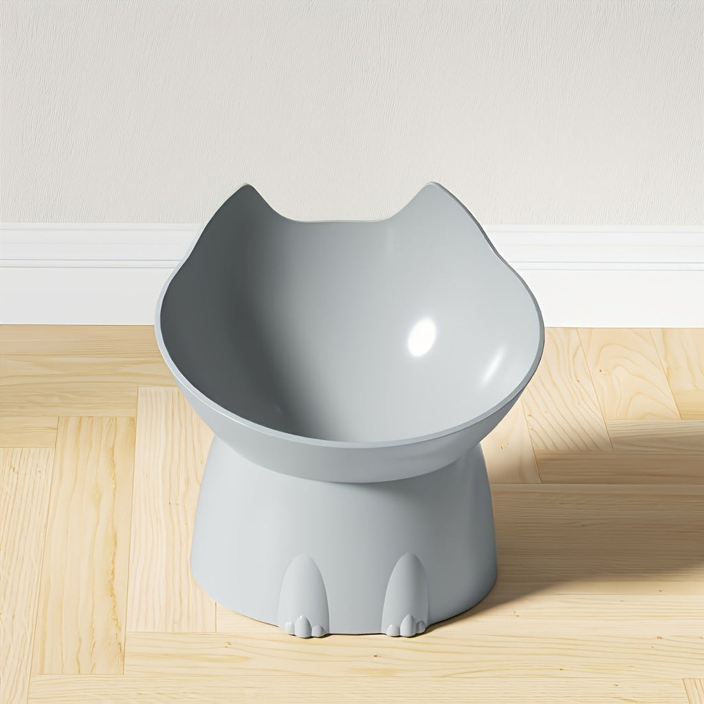 Cat Ears Raised Cat Food Bowl Anti-Tip Design - Cute Elevated Plastic PP Cat Dish for Comfortable Feeding, Playful Cat Ear Shape Pet Bowl for Indoor Cats
