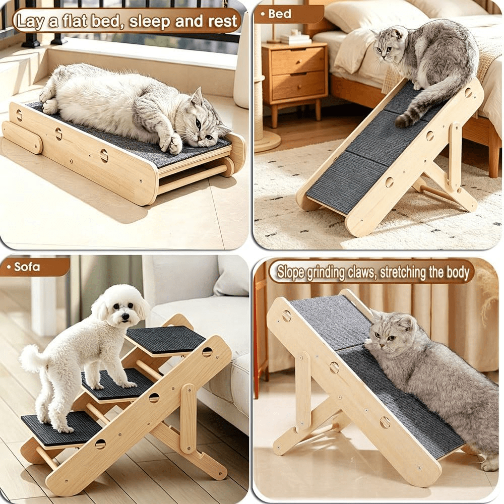Foldable Pet Ramp Stairs for Dogs & Cats – Anti-Slip Adjustable Portable Dog Steps Ladder for Bed, Sofa & Car, Joint-Friendly Climbing Ramp for Small Medium Large Senior Pets