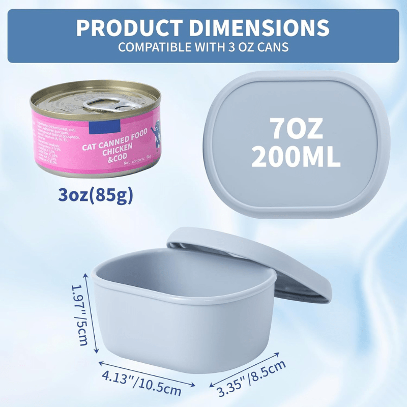 Cat Food Can Covers 2-Pack Flexible Silicone Lids - Fits 2.56" / 65mm Cans, Keeps 3oz Wet Cat Food Fresh, Retains Moisture & Reduces Odors - Reusable Pet Food Can Covers for Multi-Cat Households