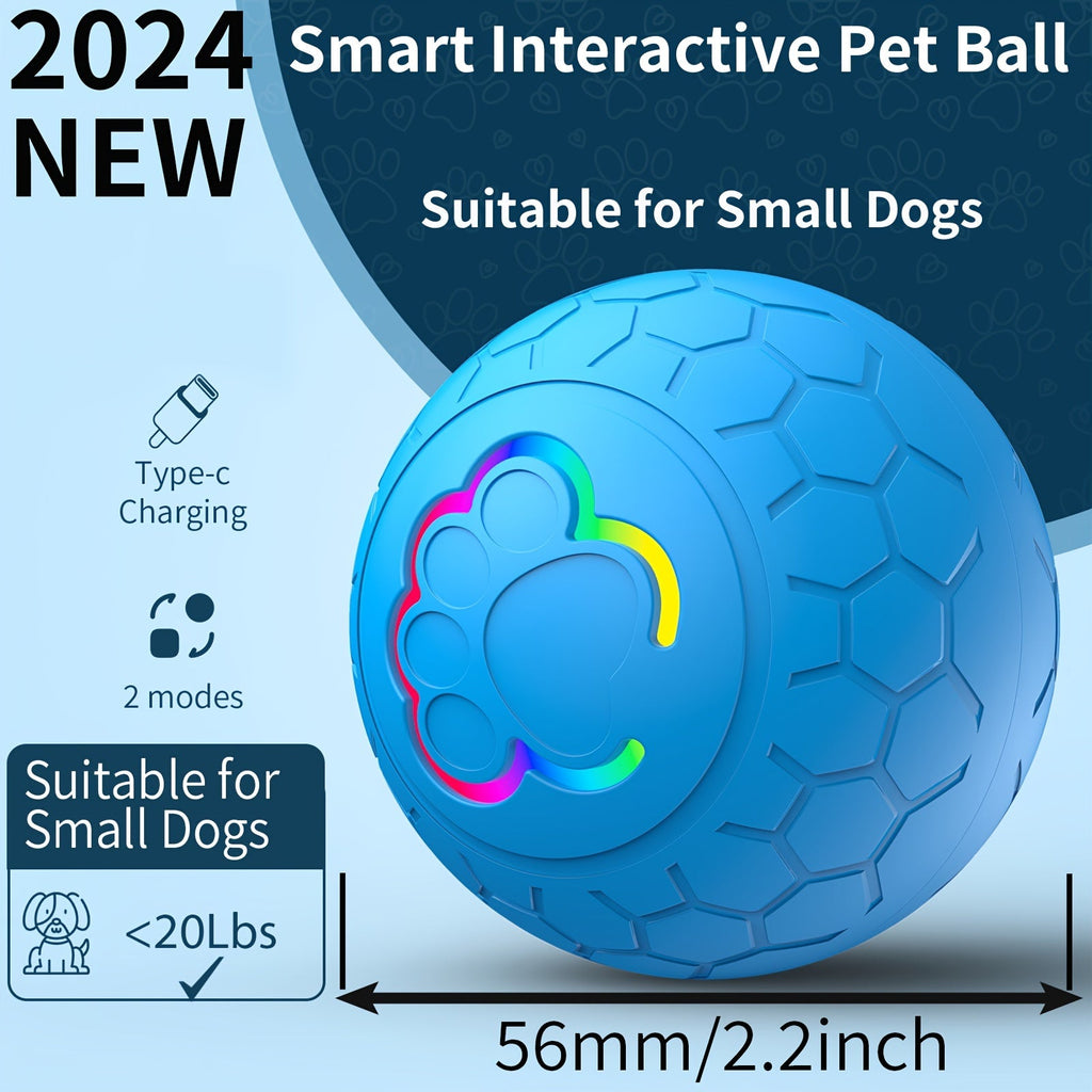 Smart Rechargeable Bouncing Dog Toy Ball – Automatic Interactive Self-Moving Ball with Smart Mode for Dogs, USB Rechargeable Electric Fetch Toy for Indoor & Outdoor Play
