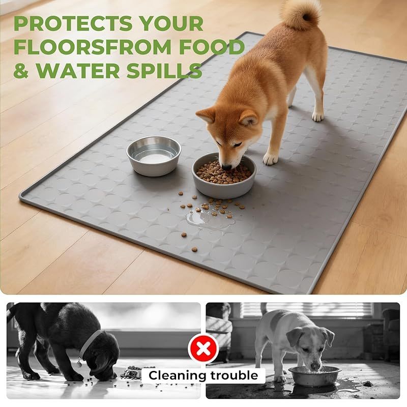 Extra Large Silicone Pet Food Mat 34x22in – Waterproof Non-Slip Dog & Cat Bowl Mat, Floor Protector for Food & Water Bowls, Easy to Clean, Ideal Pet Gift