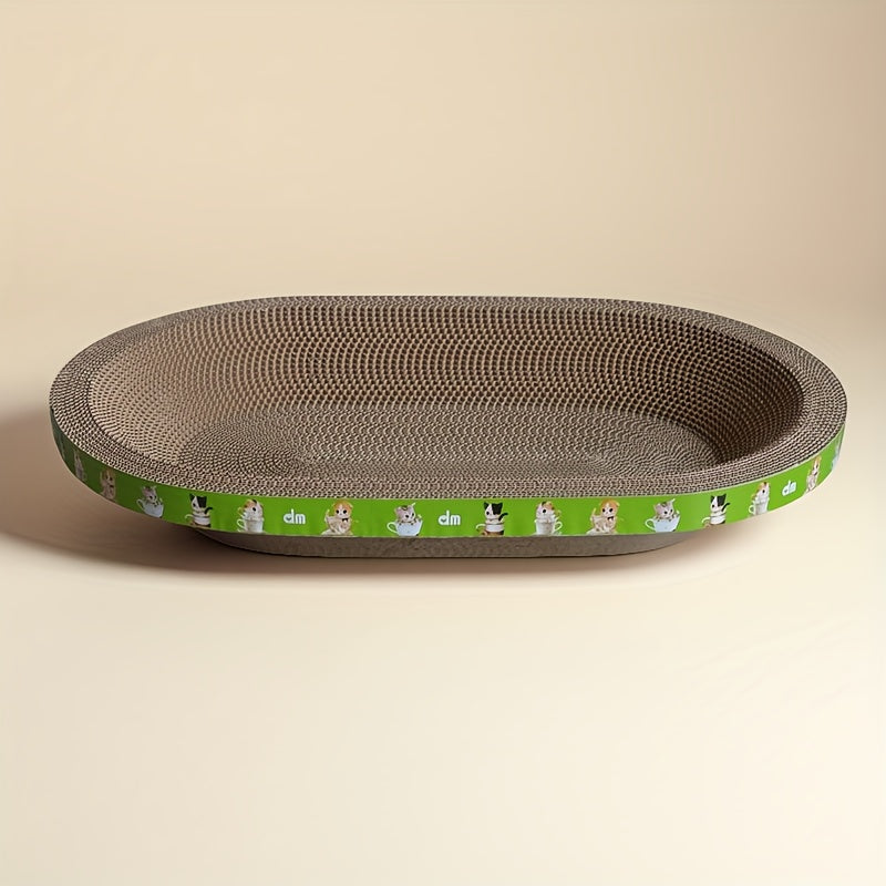 Cat Scratching Board Oval 23.62x15.75 Inch Thickened Sisal Scratch Pad Play Rest Lounge 3-in-1 Wear-Resistant Non-Shedding Furniture Protector Cat Scratcher Mat