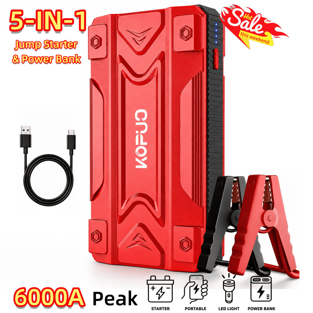 Portable Car Jump Starter with Air Compressor 20000A Peak 7-in-1 Battery Booster Pack with 150PSI Tire Inflator, Power Bank, LED Light & LCD Display – 12V Emergency Roadside Kit for Car SUV Truck