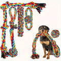Indestructible Dog Chew Toys 6 Pack - Heavy Duty Tug Toys for Medium Large & Giant Dogs, Teething Chew Toys Set for Aggressive Chewers, Rainbow Dog Leash Included