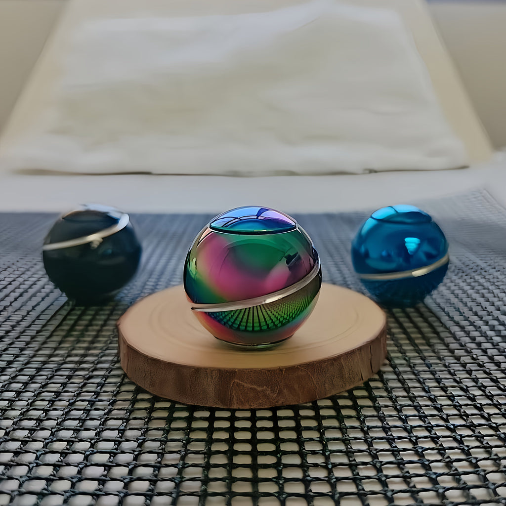 Fingertip Gyroscope Rotating Ball Toy High Speed Dual Bearing Desktop Fidget Skill Toy Party Gift Iridescent Blue Black