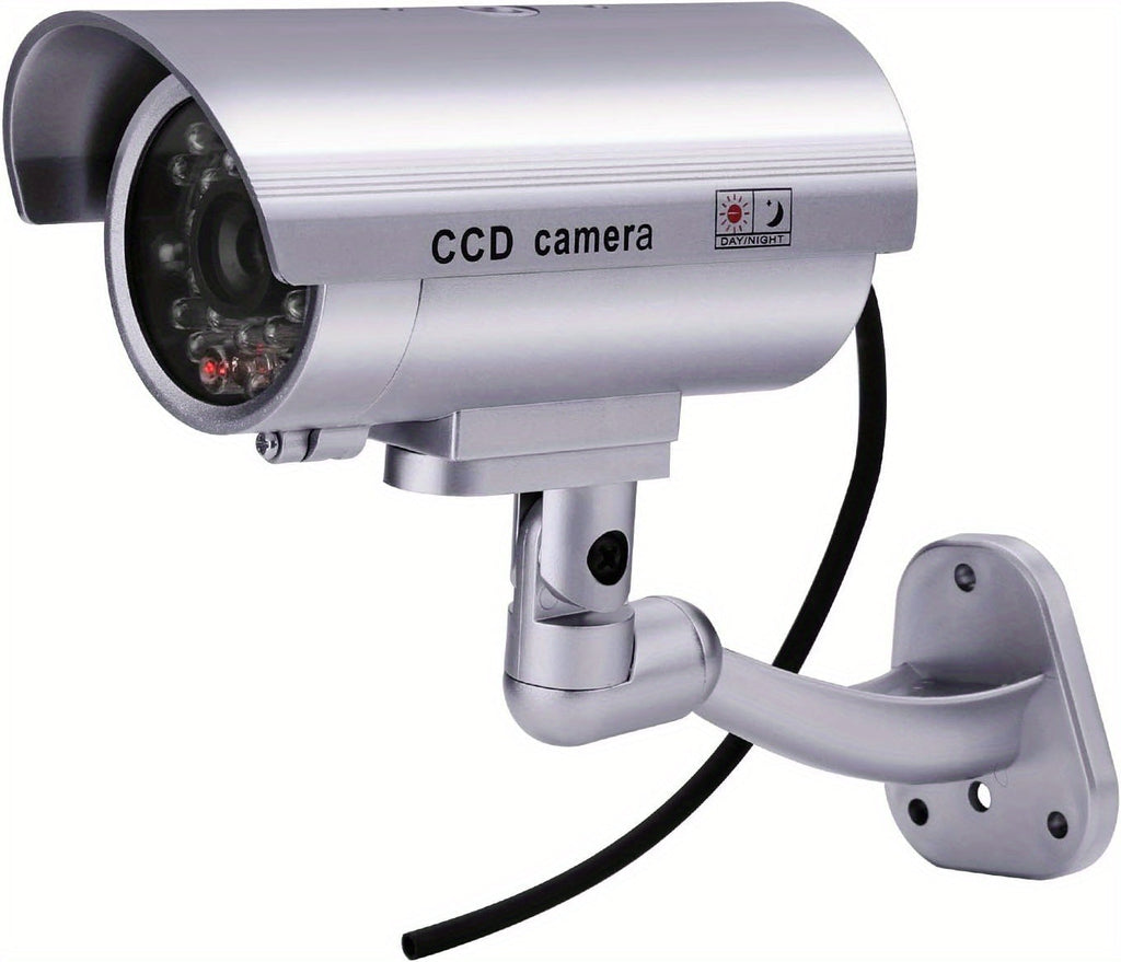 Dummy Security Camera Fake CCTV Surveillance System – Realistic Simulated LED Lights, Adjustable Mount & Warning Stickers, Indoor & Outdoor Home Security Decoy Camera – 2 or 4 Pack