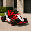 24V Electric Go Kart for Kids Ages 6+ with 360° Drift – Dual 180W Motors, 2 Speeds 3.1-5 MPH, 7Ah Battery, 5-Point Harness, Wireless Music & USB, 110 LB Capacity Racing Ride-On Car Gift