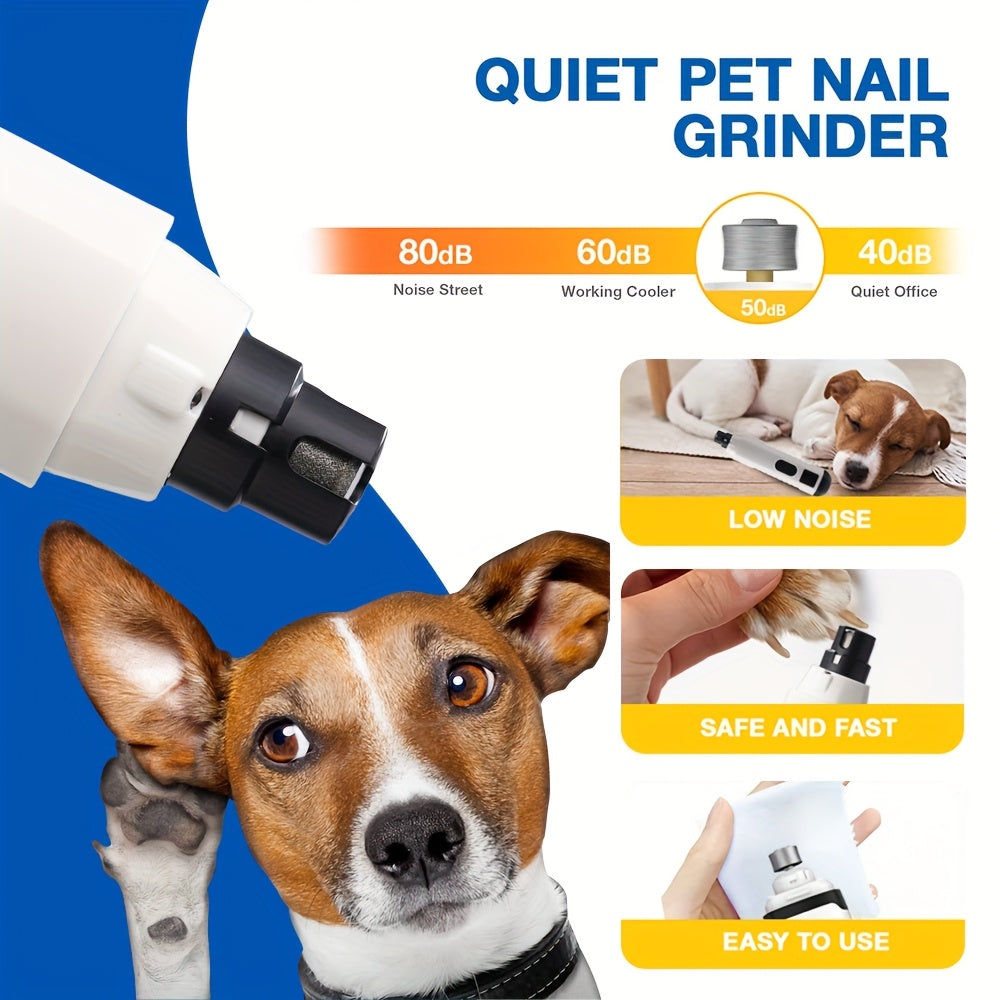 5-Speed Electric Pet Nail Grinder with 2 LED Lights - Painless Quiet Nail Trimmer for Dogs & Cats, Rechargeable Pet Nail File & Grooming Tool for Small Medium Large Pets (4 Colors)
