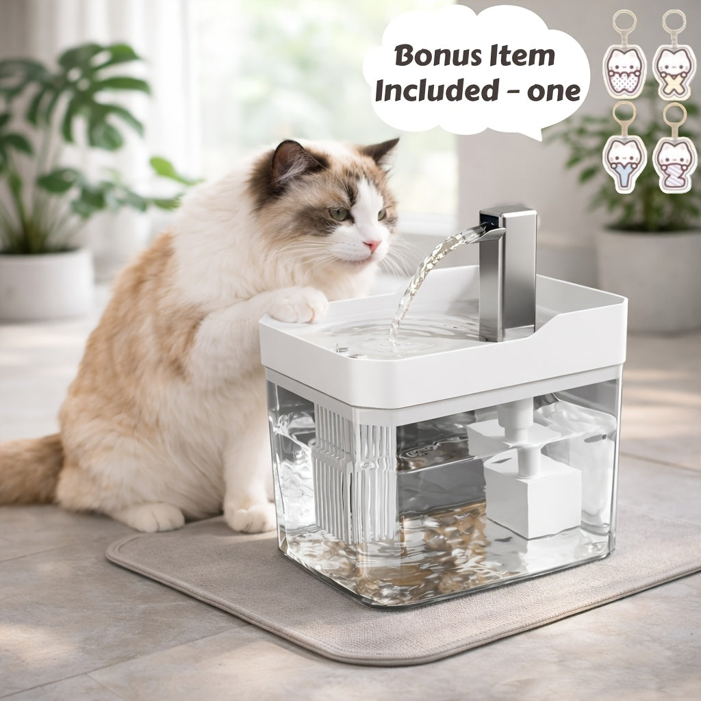 Ultra-Quiet USB Pet Water Fountain – Automatic Circulating Fresh Water for Cats & Dogs, 4-Stage Filtration, Visible Water Level Window, No Battery Needed, Home & Travel