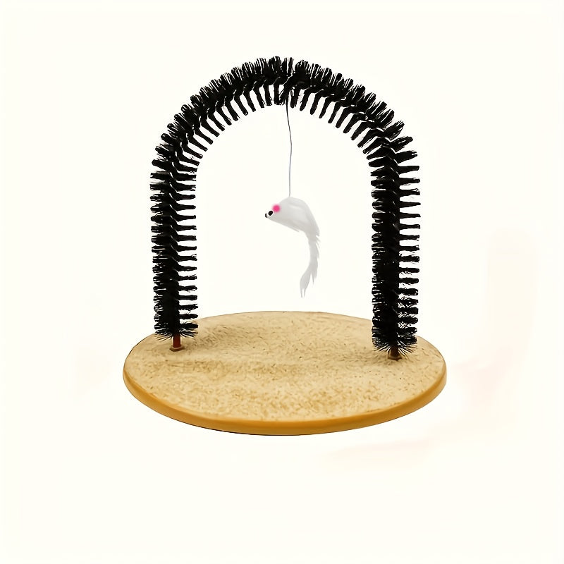 Cat Arch Self Groomer - Interactive Cat Scratching Massage Brush, Self-Grooming Corner Toy for Cats, Removes Loose Hair & Satisfies Rubbing Instinct, No Batteries Required