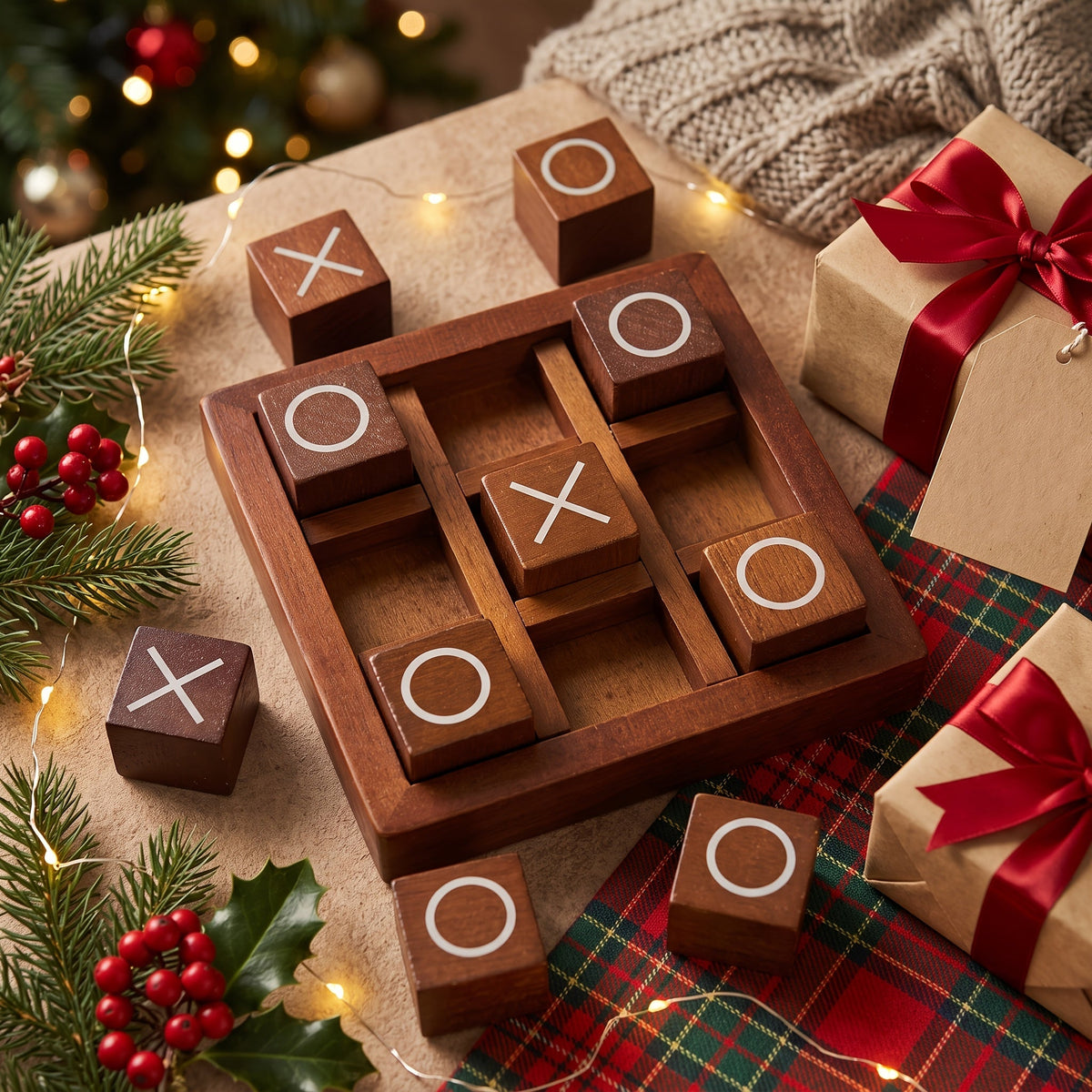 Wooden Tic-Tac-Toe XO Board Game for Kids – 2-Player Strategy Game, Focus & Logical Thinking Toy, Parent-Child Interactive Educational Gift