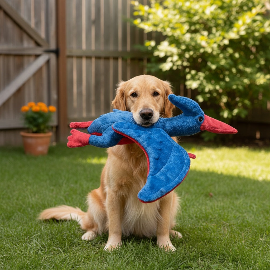 Squeaky Dog Chew Toy - Double Layer Soft Tear-Resistant Washable Plush Pet Toy for Dogs & Cats, Cartoon Design for All Breeds & Sizes, Interactive Bite & Squeak Companion Toy