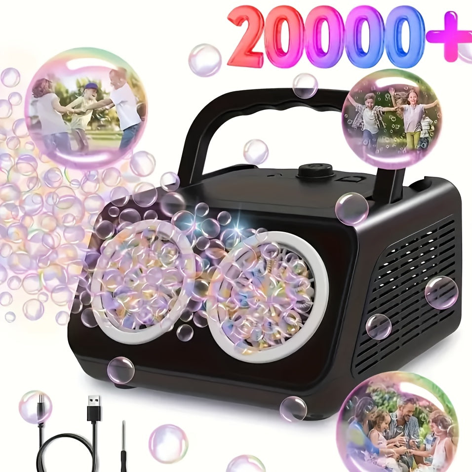 Automatic Bubble Machine 2 Fans 20000+ Bubbles Per Minute Electric Bubble Blower for Kids Toddlers Battery Operated Includes Bubble Solution Outdoor Toy Birthday Party Gift