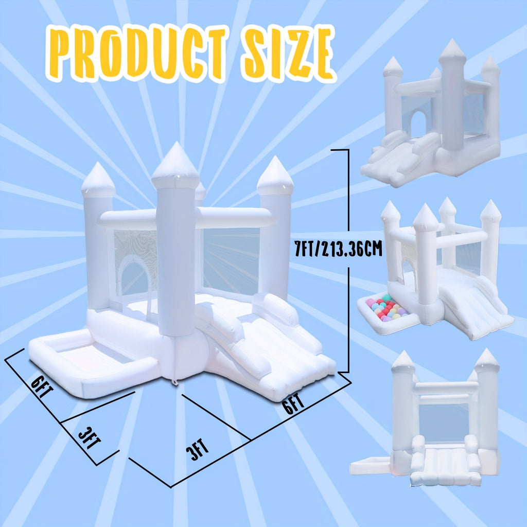 Kids Inflatable Bounce House Castle with Blower, Ball Pit & Slide - Indoor Outdoor Bouncy Castle for 2-3 Children, Easy Setup, Oxford Cloth | Perfect Birthday Party Gift for Boys and Girls