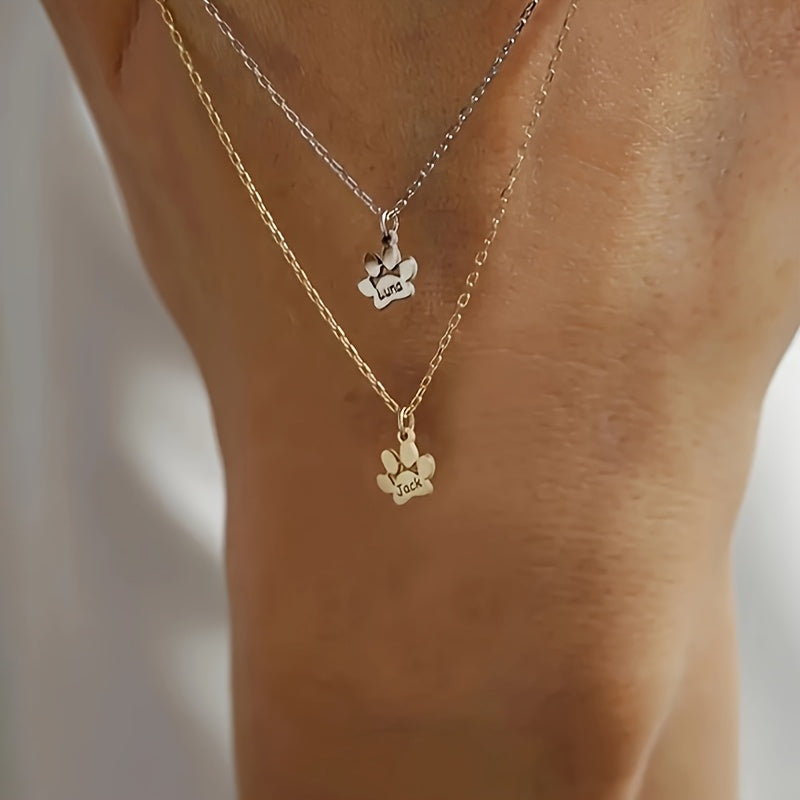 Custom Carved Dog Paw Print Necklace – 1 to 5 Paws Personalized Pet Commemorative Jewelry, Elegant Gift for Pet Lovers for Valentine’s Day, Christmas & All Seasons