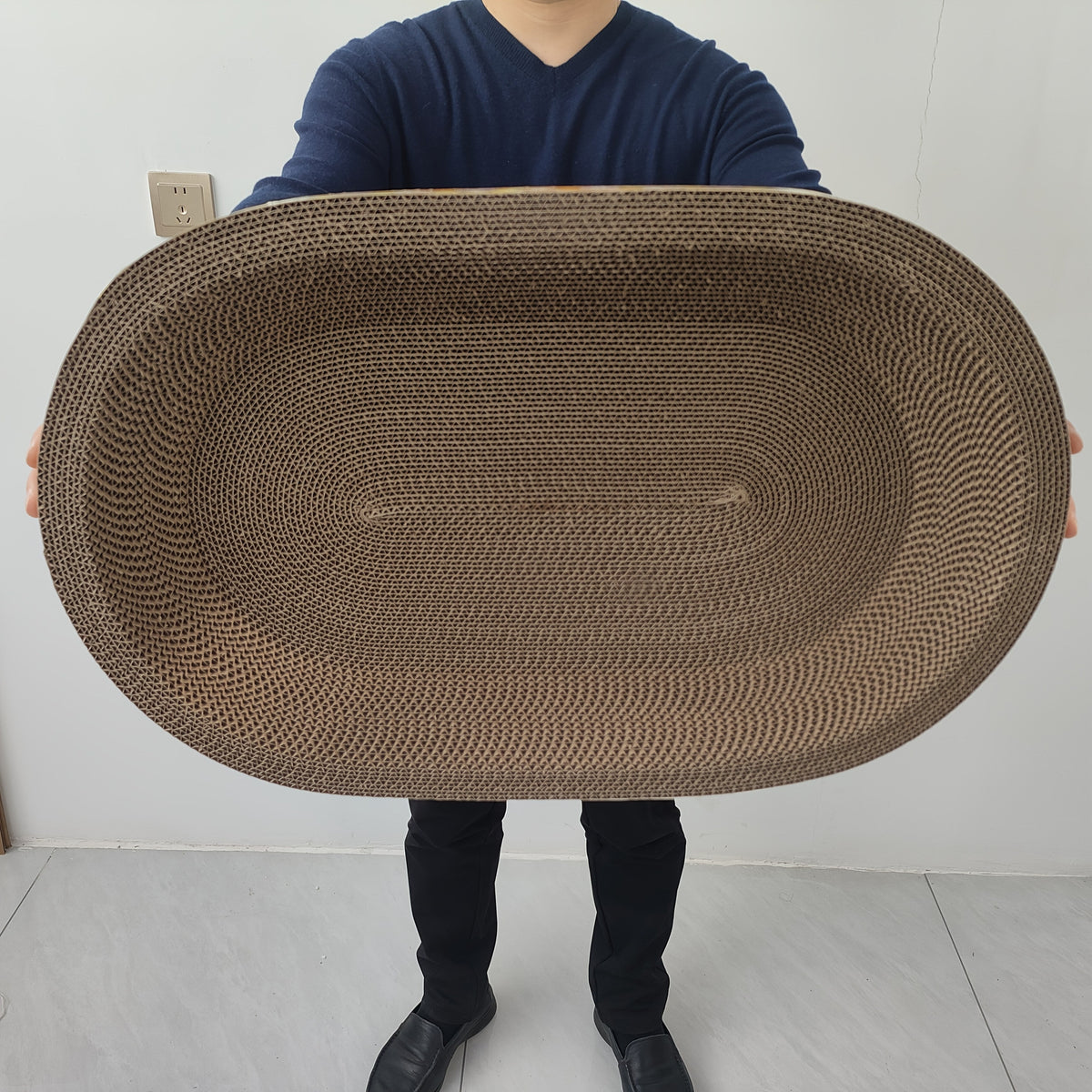 Cat Scratching Board Oval 23.62x15.75 Inch Thickened Sisal Scratch Pad Play Rest Lounge 3-in-1 Wear-Resistant Non-Shedding Furniture Protector Cat Scratcher Mat