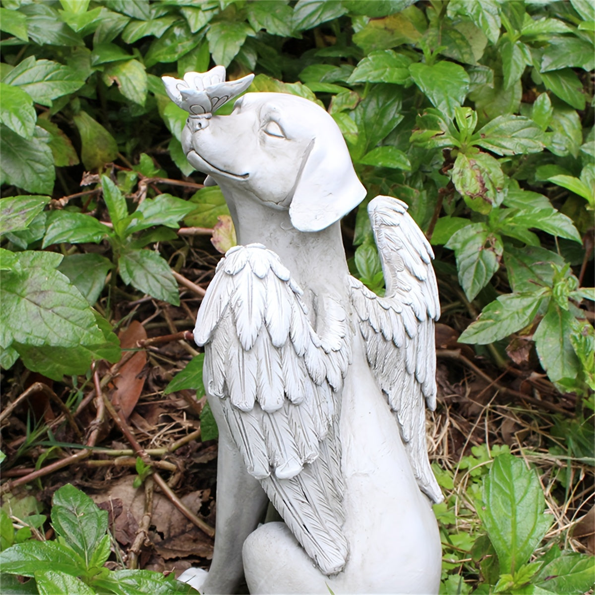 Resin Angel Dog Memorial Statue – Pet Tombstone Garden Sculpture with Salute Pose, Outdoor Lawn & Desktop Dog Cemetery Marker, Heartfelt Gift for Dog Lovers