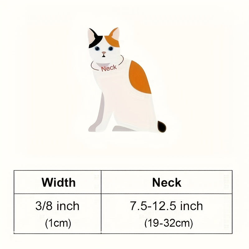 Reflective Pet Collar with Bell 2pcs Set - Adjustable Striped Polyester Cat & Dog Collar with Paw Print Design, Safety Breakaway Buckle, 10 Colors for Small Dogs and Cats, One Size