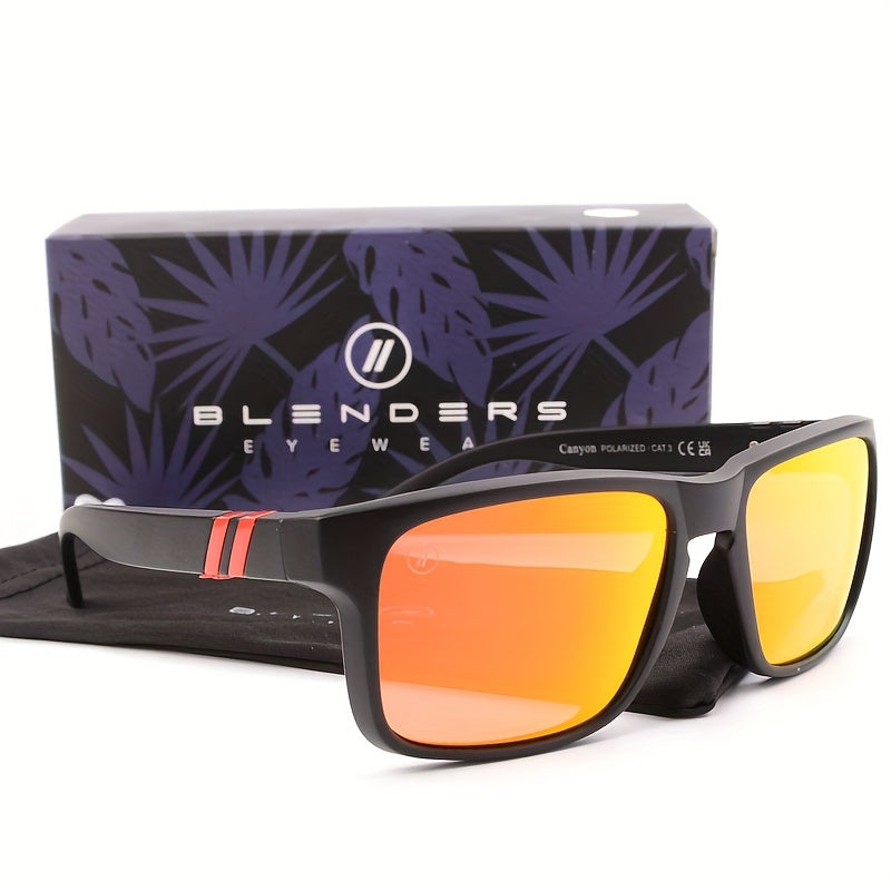 Men's Polarized Vintage Square Sunglasses UV400 with Mirror Coating – Classic Fashion Driving Eyewear in 8 Colors, Blue, Black, Green, Red, Purple, Silver & More
