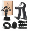 4-Piece Grip Strength Training Set Adjustable Hand Grip Strengthener 10-130 lbs Finger Exerciser Forearm Workout Ring Exercise Ball for Athletes Climbers Musicians Men Women