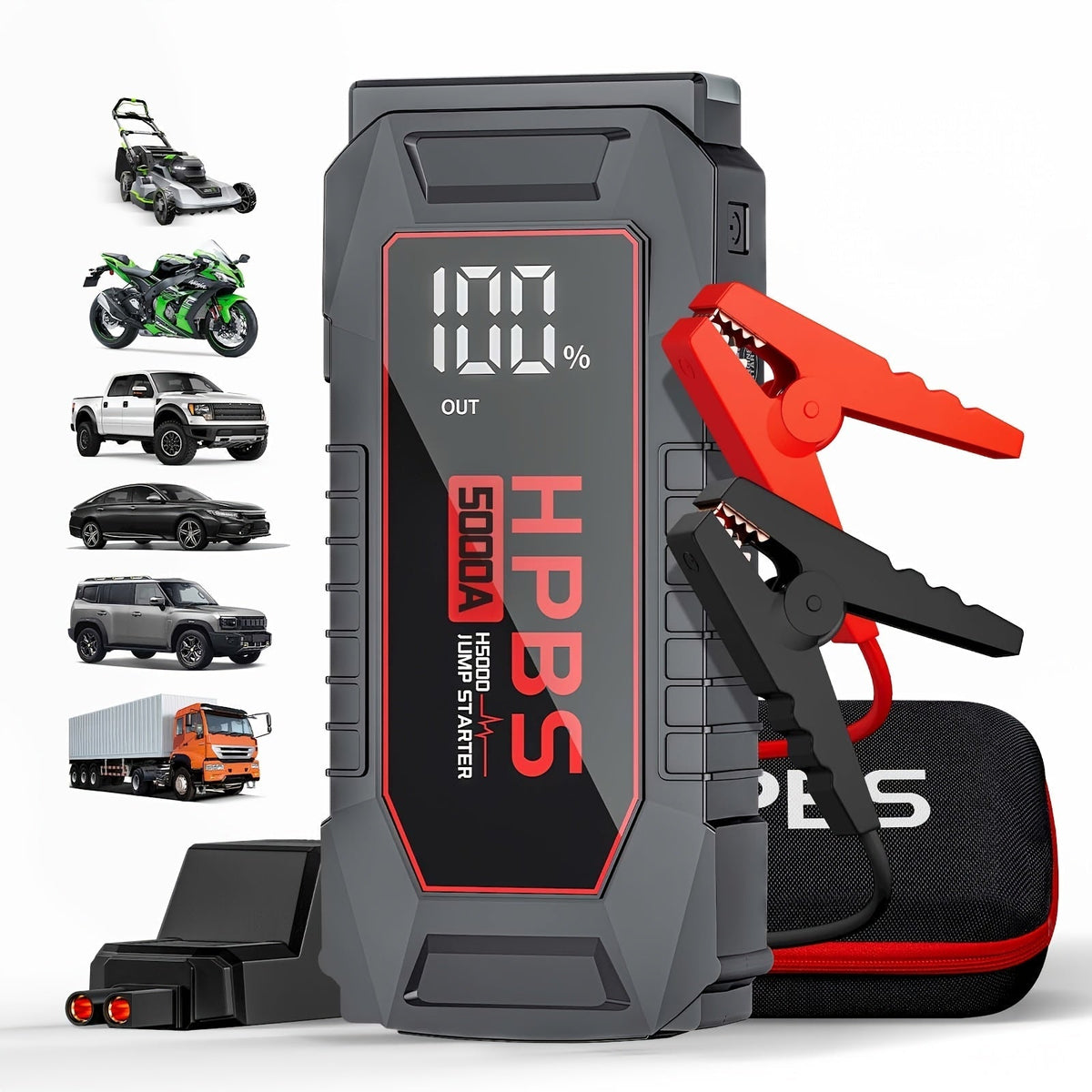 5000A Car Jump Starter 24000mAh Power Bank 12V Battery Booster for Gas Diesel Engines – Quick Start Dead Battery for Car Truck SUV Motorcycle with LED Flashlight for Outdoor Emergencies