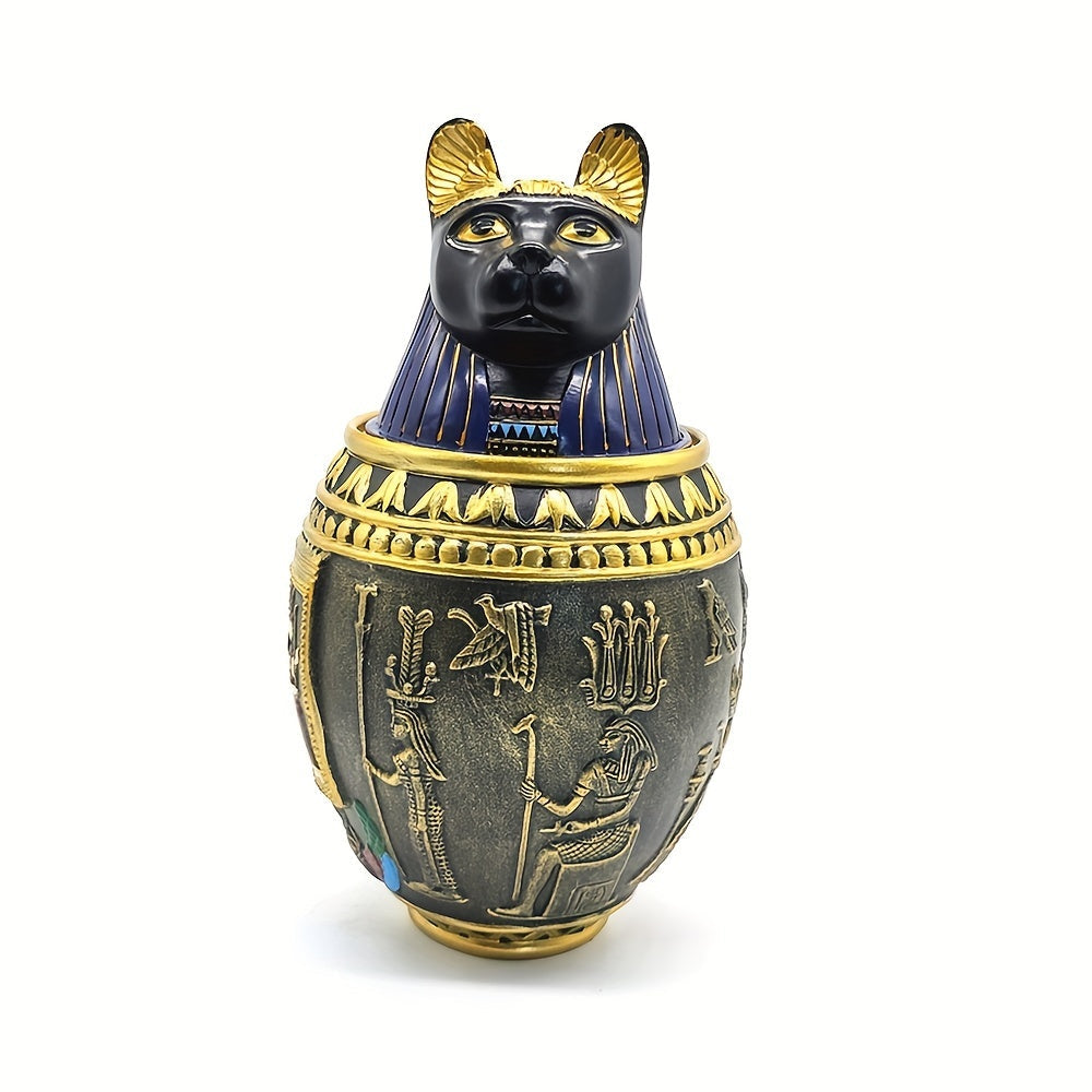 Anubis Egyptian Resin Pet Memorial Urn & Storage Jar – Ancient Pharaoh Guardian Cat God & Dog Statue, Decorative Keepsake Urn for Ashes, Home Decor Sculpture & Funeral Collectible, 2 Styles