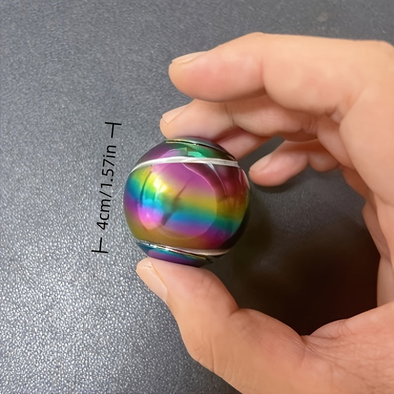 Fingertip Gyroscope Rotating Ball Toy High Speed Dual Bearing Desktop Fidget Skill Toy Party Gift Iridescent Blue Black