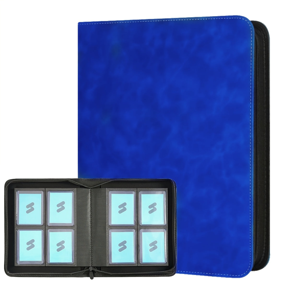 Top-Loader Binder Holds 112 Top Loaders – 4-Pocket 3x4 Rigid Card Holder Binder for Trading Cards & Sports Cards – Zippered Hard Cover Card Storage & Display Album – Green Gray Blue Red Black