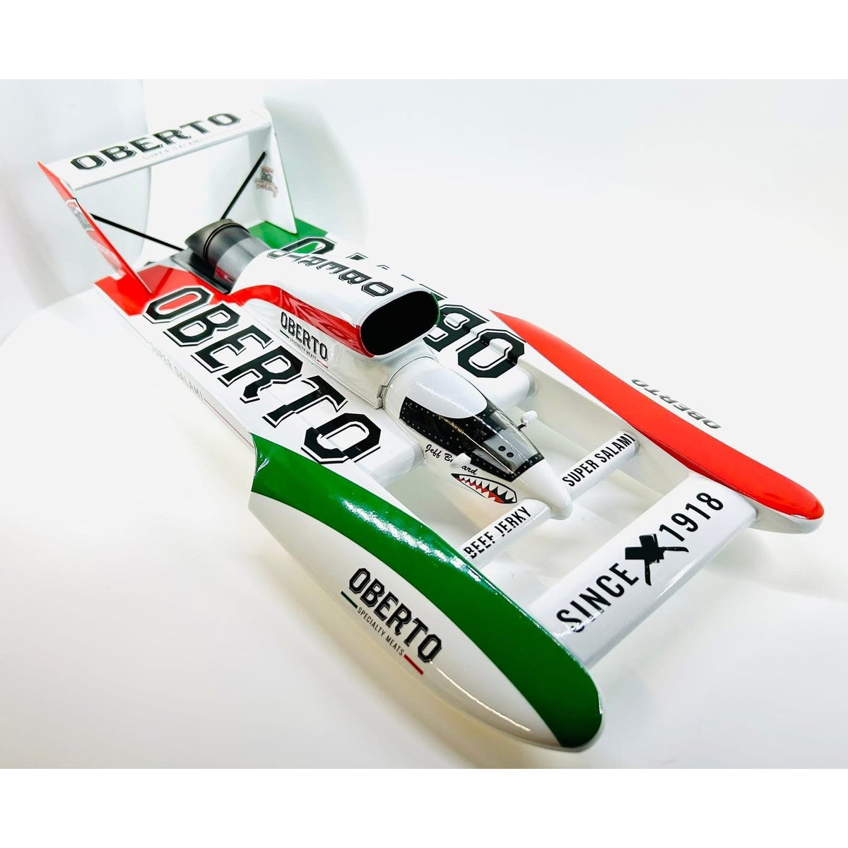 1/25 Scale Oh Boy Oberto Unlimited Hydroplane Boat Plastic Model Kit – 51 Pieces, Acrylic Display Stand with Sound Chip, Paints, Glue, Brushes & Water-Slide Decals, Collector Gift for Hydroplane Fans