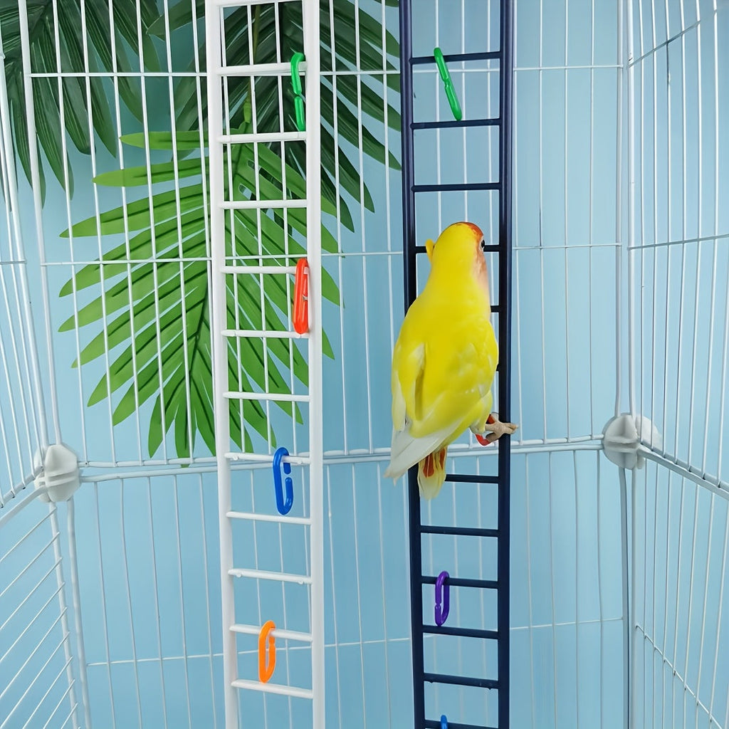 Parrot Climbing Ladder Swing Toy with Swingable Steps Bird Perch for Budgies Cockatiels Canaries Finches Lovebirds Mental Stimulation Cage Accessory White Grey