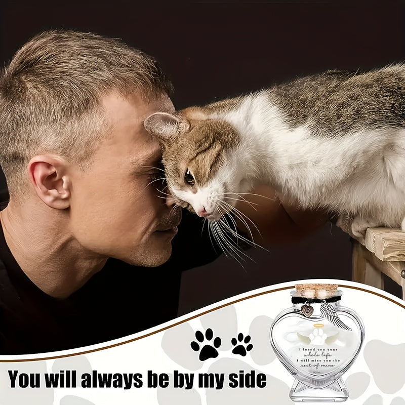 Pet Hair Keepsake Bottle with Cork Stopper - Glass Dog & Cat Fur Memorial Jar, Pet Hair Preservation Memento Bottle, Meaningful Sympathy Gift for Pet Loss, Unique Pet Memorial Keepsake for Cat & Dog Owners