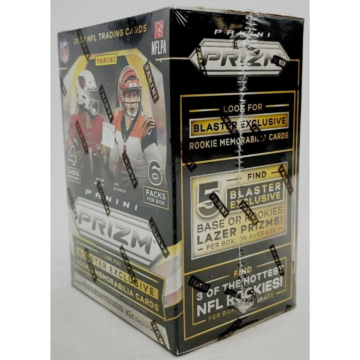 2020 Panini Prizm NFL Football Blaster Box - 5 Exclusive Lazer Prizms, 1 Memorabilia Card, 3 Rookie Cards - Burrow, Herbert, Hurts, Jefferson, Love - 6 Packs, 24 Cards Total