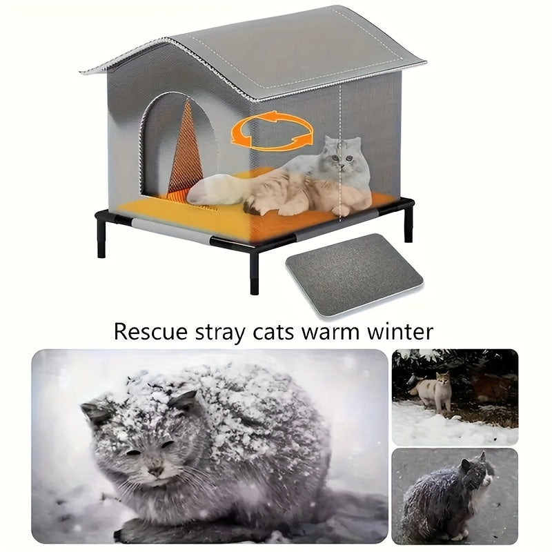 Outdoor Cat Shelter Insulated All-Season – Weatherproof Warm House for Stray & Feral Cats and Small Dogs, Raised Base, Medium Large Extra-Large Sizes, Sturdy Year-Round Outdoor Pet Bed & Habitat