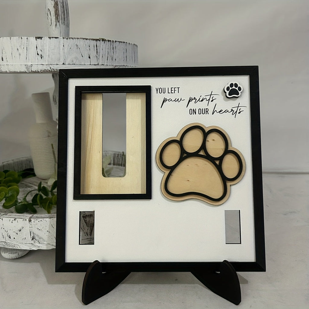 Wooden 3D Dog Paw Commemorative Sign - Pet Memorial Collar Decoration Plaque, Dog Remembrance Keepsake Wall Decor, Sympathy Gift for Dog Loss, Home Memorial Sign for Beloved Dogs