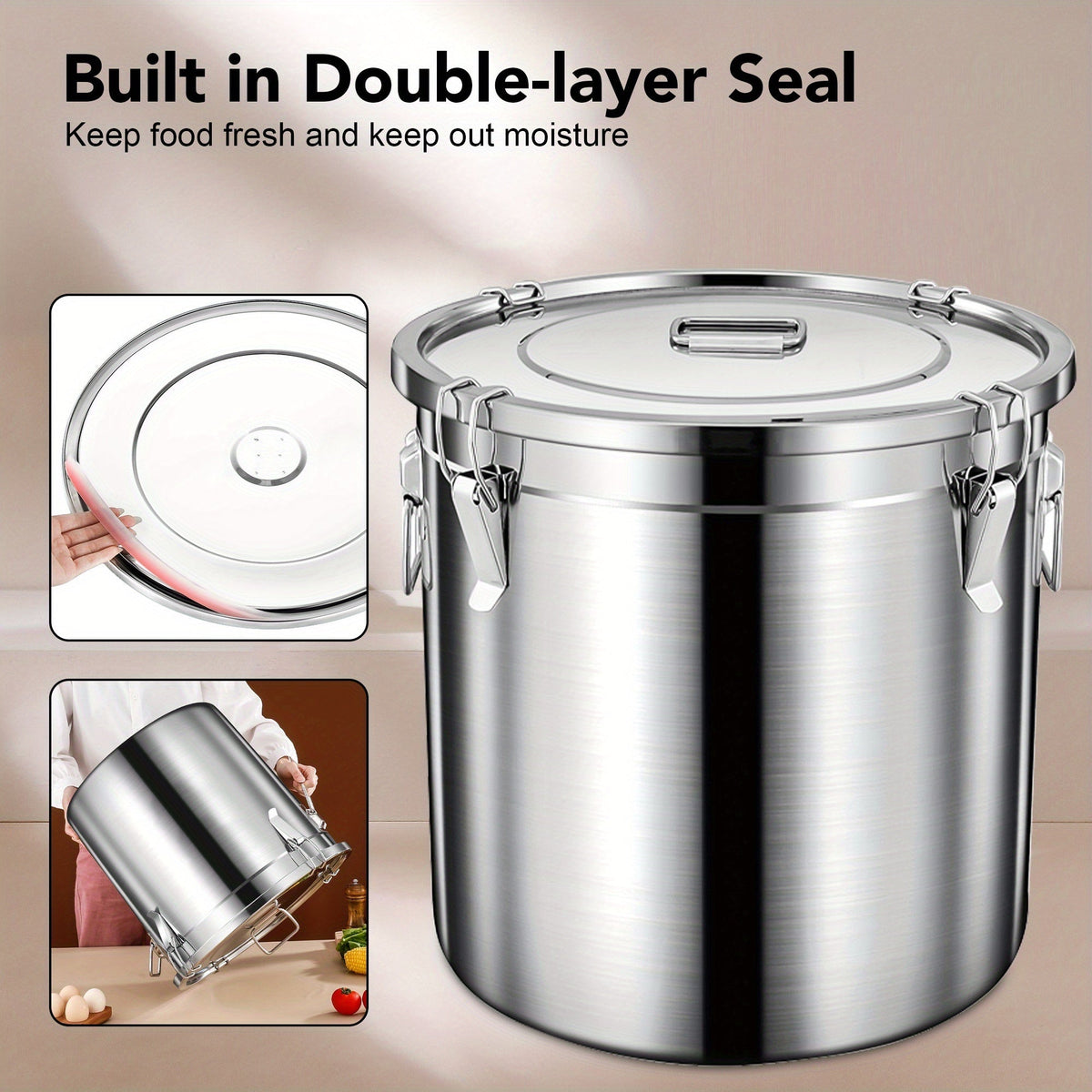 Stainless Steel Airtight Pet Food Storage Container with Scoop & 2 Small Containers - Large Metal Dog & Cat Food Bin, Keeps Food Fresh, 15 lb / 20 lb / 25 lb Capacity Options