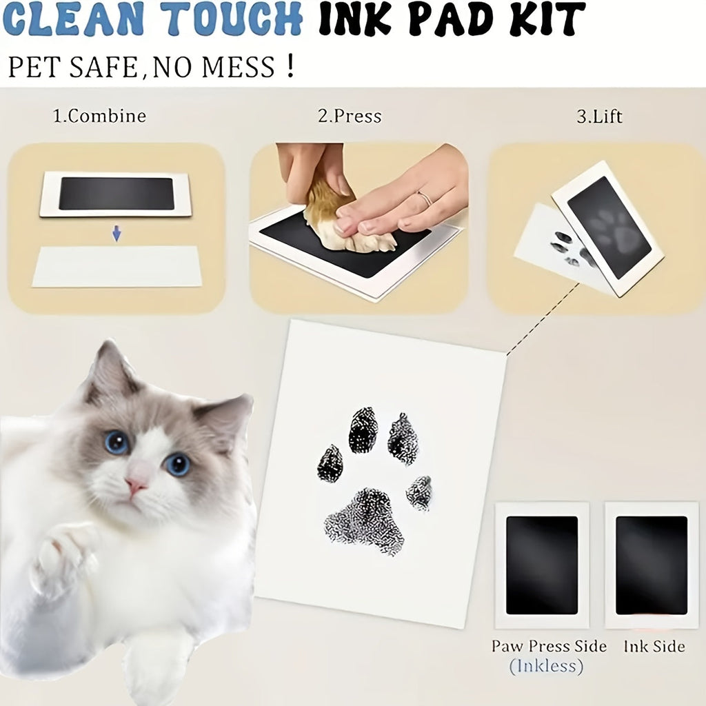 Pet Paw Print Ink Mat Kit 8pcs (4 Boxes) – Quick-Dry Black Ink Paw Print Keepsake for Cats & Dogs, Easy Clean Memorial Craft, Christmas Gift for Pet Owners