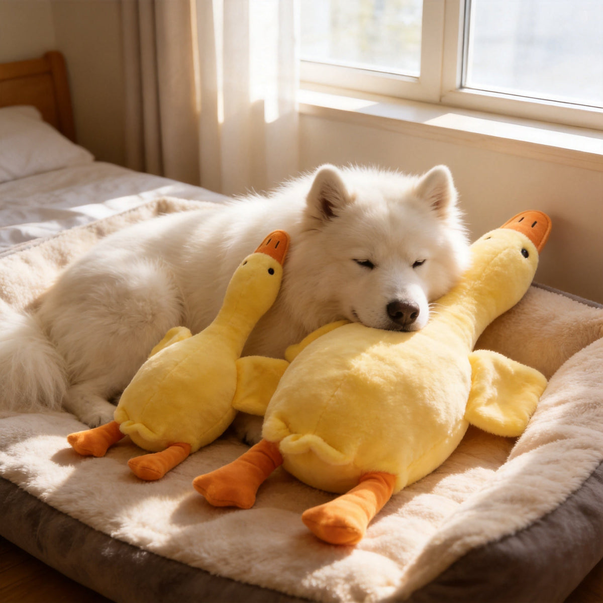 Large Soft Duck Plush Toy for Dogs and Cats 20 Inch - Upgraded Embroidered Eyes Zipperless Washable Giant Duck Stuffed Animal Pet Toy, Dog Companion Toy for Large Medium Small Breeds, Multiple Colors
