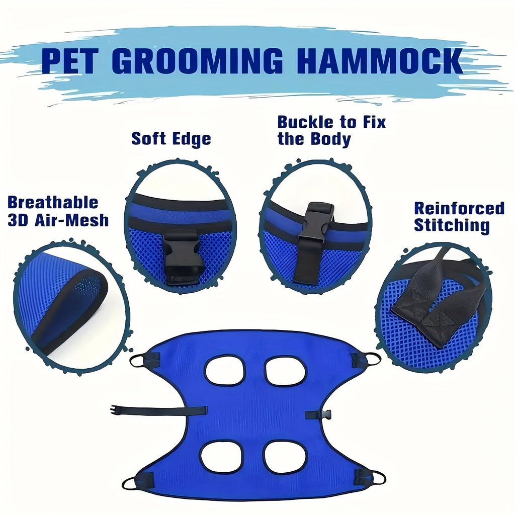 Pet Grooming Hammock for Dogs & Cats - Hanging Restraint Bag for Nail Trimming, Bathing & Ear Eye Care - Adjustable Cat Dog Grooming Hammock for Small Medium Pets (S & L Size)