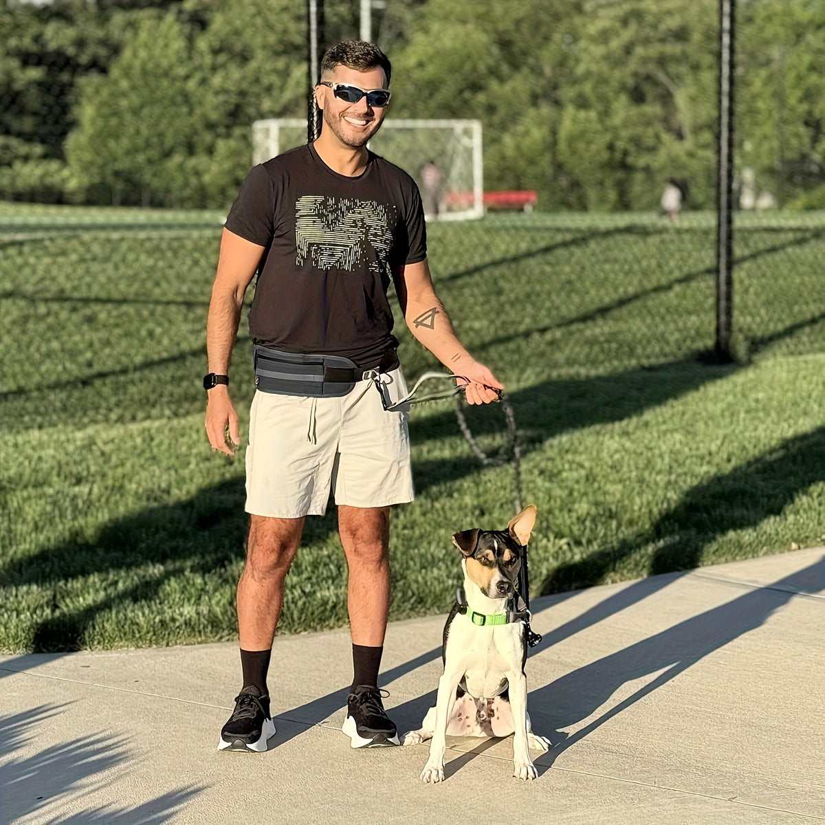 Hands-Free Dog Leash with Zipper Pouch & Dual Padded Handles – Shock-Absorbing Bungee Traction Rope for Walking, Jogging & Running Training, Waist Dog Lead for Active Pet Owners