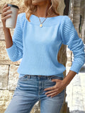 Women's Cut-Out Sleeve Crew Neck Sweater - Long Sleeve Solid Color Pullover Top, Regular Fit Semi-Sheer Knit Blouse for Fall Winter, Elegant Casual Formal Wear, 9 Colors XS-XXL