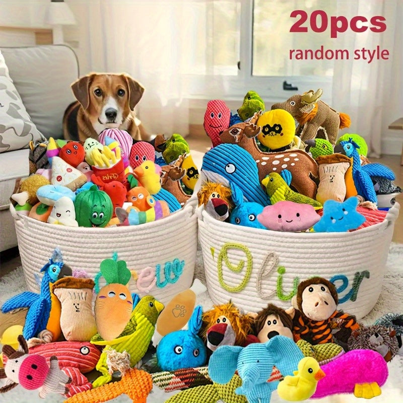 20 Piece Chew-Proof Dog Toy Set with Squeaky Interactive Pet Toys – Tug-of-War Plush Rope & Rubber Toys for Small Dogs, Puppies, and Cats, Durable Assorted Pack to Keep Pets Entertained