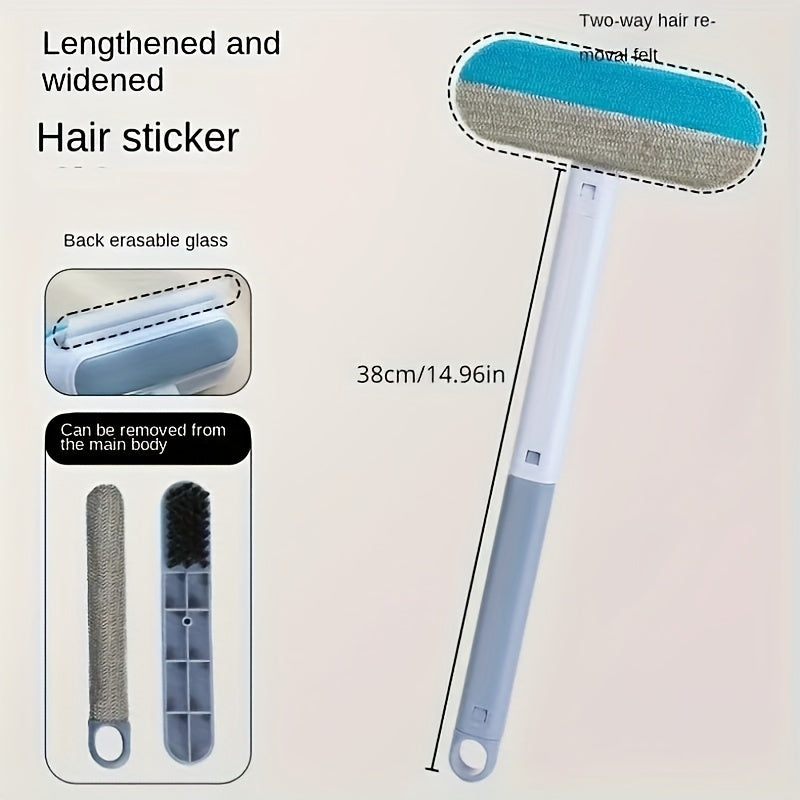 Pet Hair Remover Lint Roller with Long Handle - Multi-Functional Durable Nylon Fur Remover for Cat & Dog Hair on Beds, Sofas, Furniture & Carpets, Reusable Pet Lint Brush for Home Cleaning
