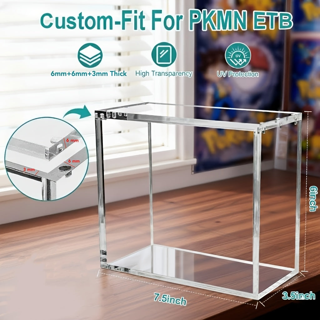 ETB Acrylic Display Case with 99% UV Block & Magnetic Lid - Clear Stackable Protector Box for Pokemon Elite Trainer Box & Booster Bundle Collectors, 6mm Thick, UV Resistant (ETB Not Included)