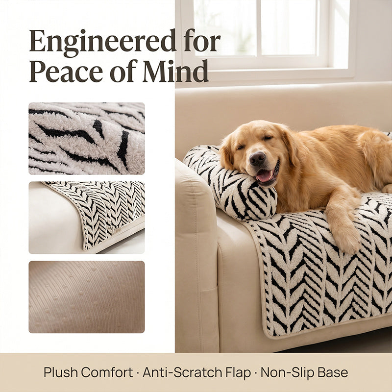 Plush Pet Couch Bed with Bolster for Small Dogs and Indoor Cats Non-Slip Sofa-Style Pet Bed with Furniture Protector Cover – Soft Washable Dog Cat Sofa Bed with Raised Sides for Couch Chair and Loveseat