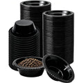 Disposable Pet Bowls 50-Pack 12oz – Round Black Plastic Bowls for Small & Medium Dogs, Travel, Shelter, Kennel, Outdoor & Emergency Feeding, Stackable Hygienic Single-Use