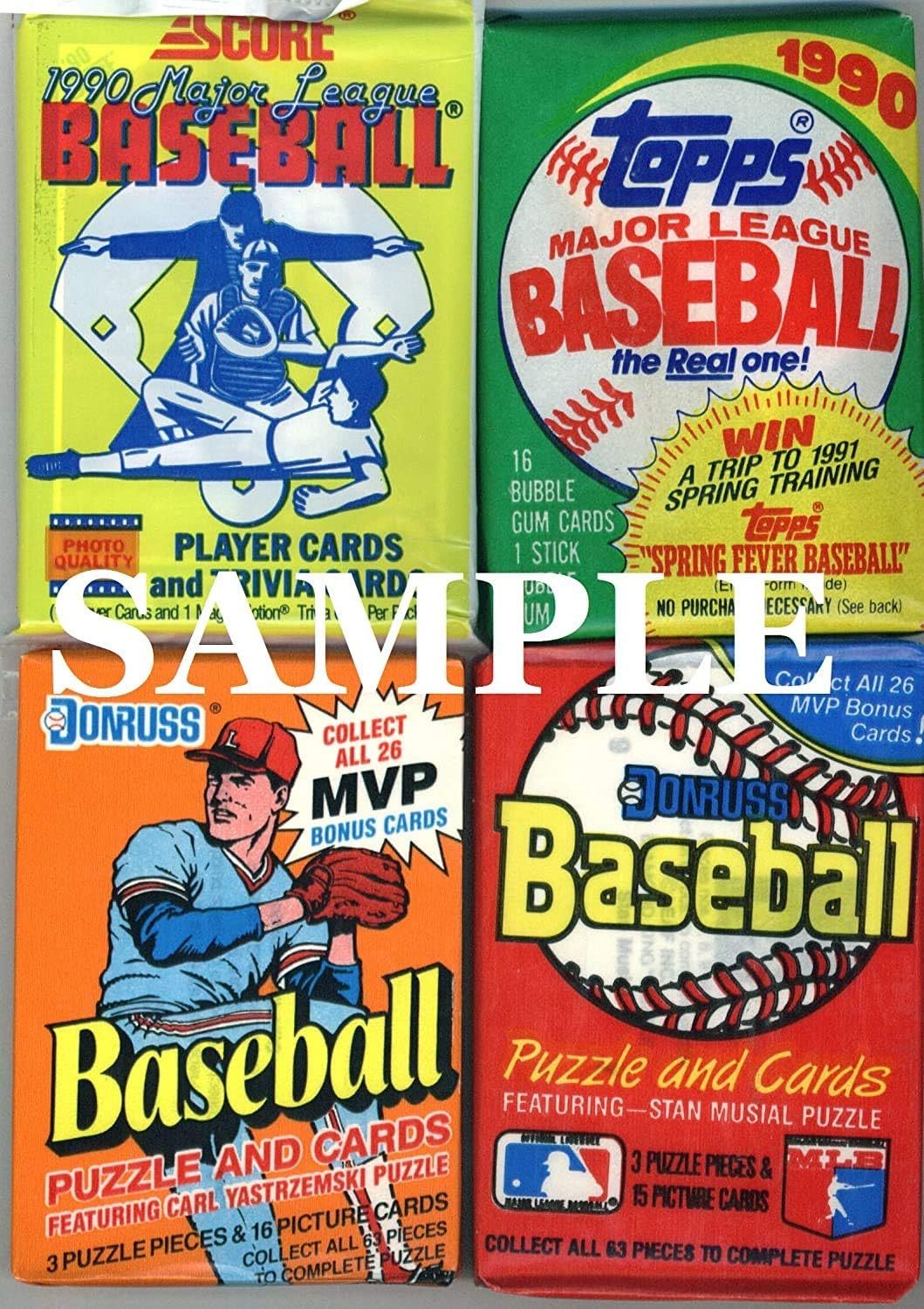 Assorted Vintage MLB Baseball Card Pack Lot 1980s-90s – 60 Cards Total, Chase Hall of Fame Stars & Rookies, Unsearched Packs, Perfect for Collectors & Gifts