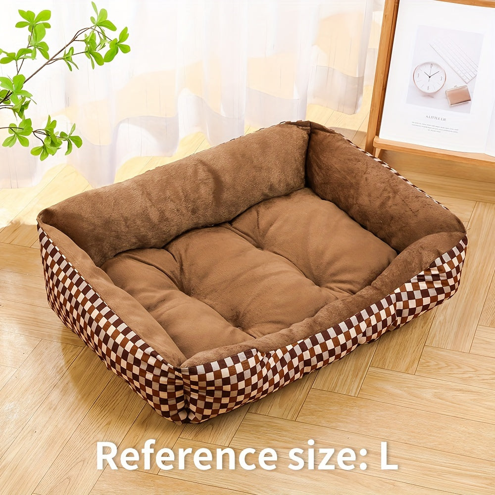 Cozy Plaid Dog Bed for Small Medium Large Dogs - Ultra-Soft Polyester Plush Pet Mat, No Assembly Required Ready to Use, Stylish All-Season Indoor Flat Dog Bed Lounger for All Breeds
